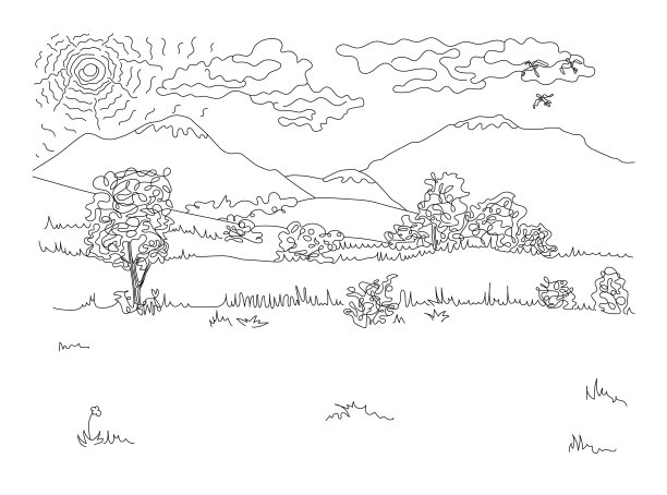 自然景观写意画图片下载