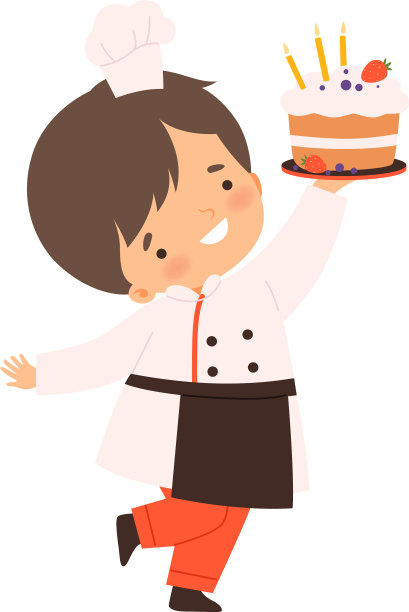 可爱的小男孩抱着生日蛋糕可爱的小厨师图片下载