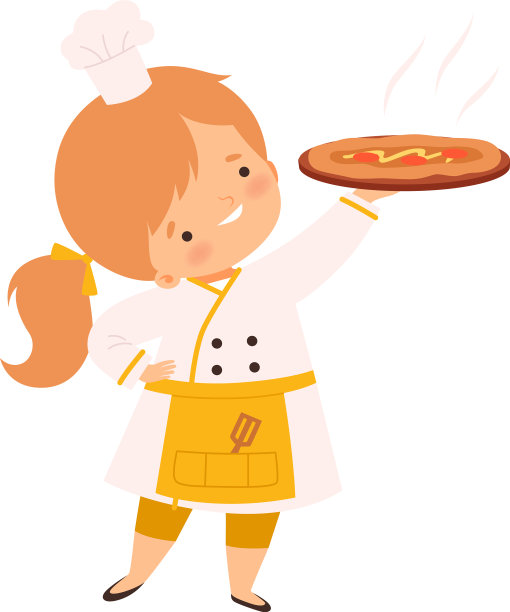 可爱的女孩拿着新鲜的披萨可爱图片下载