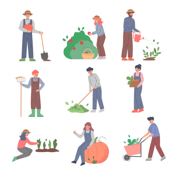 在农场或花园工作的农民图片下载