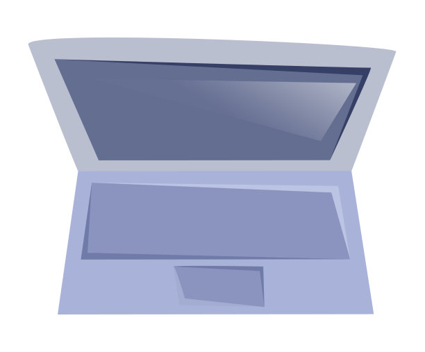 打开笔记本电脑与空白屏幕顶视图上的一个白色图片下载