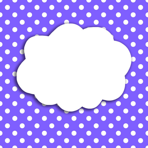 在紫色的圆点布料上的云朵形状的白纸照片。背景文字，问候，邀请，节日，复活节。明亮的颜色抽象模型模板图片下载