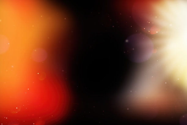 抽象的镜头光晕，灯光效果元素，太阳能，太阳光在黑色背景图片下载