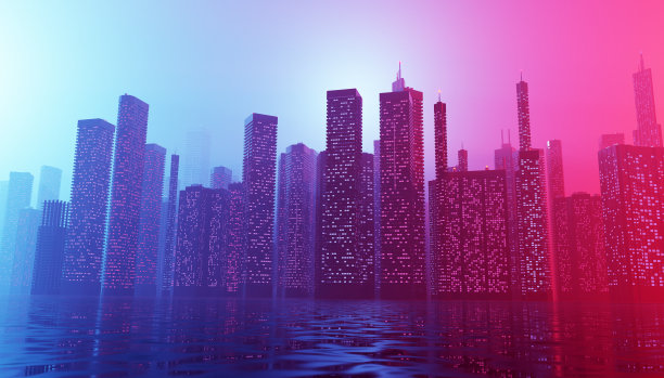 在赛博朋克的霓虹灯光下，摩天大楼将成为未来的市中心图片下载