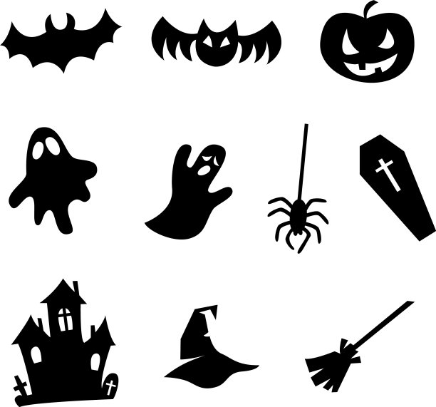 万圣节派对装饰设置令人毛骨悚然的图标元素图片下载