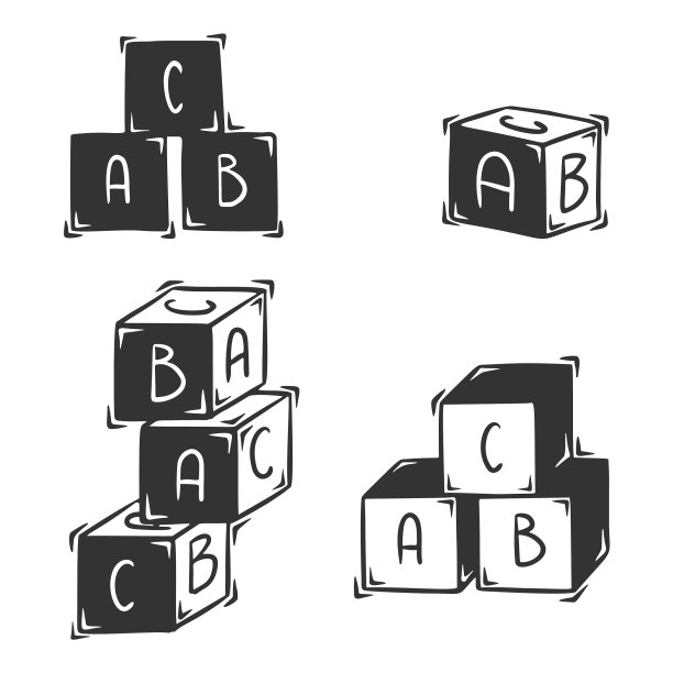 设置手绘儿童立方体与字母图片下载