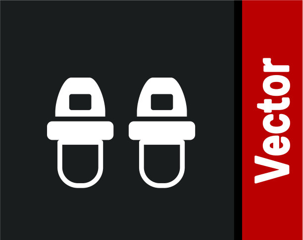 白色酒店拖鞋图标孤立在黑色图片下载
