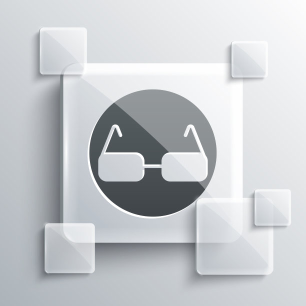 灰色眼镜图标孤立在灰色背景图片下载