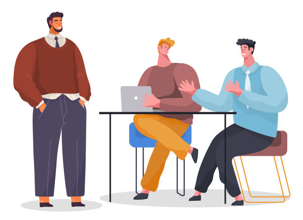 团队工作人员与笔记本电脑坐在桌子旁图片下载