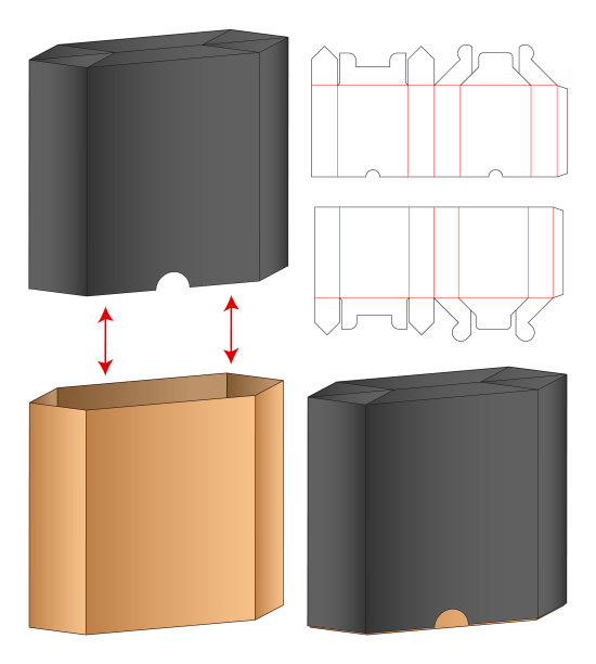 盒包装模切模板设计三维模型图片下载