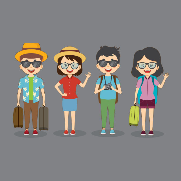 设置4个旅游人物图片下载