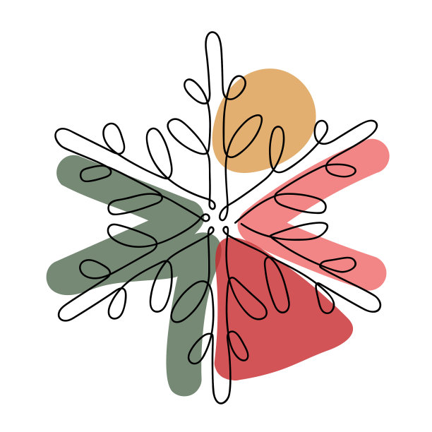 圣诞雪花手绘线形风格图片下载