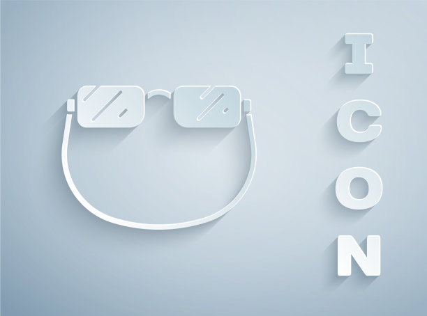 剪纸眼镜图标孤立在灰色图片下载