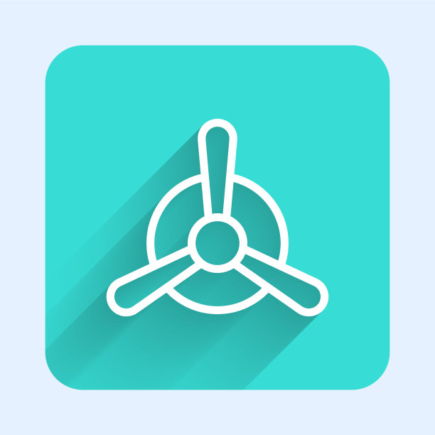 白线飞机螺旋桨图标与长隔离图片下载