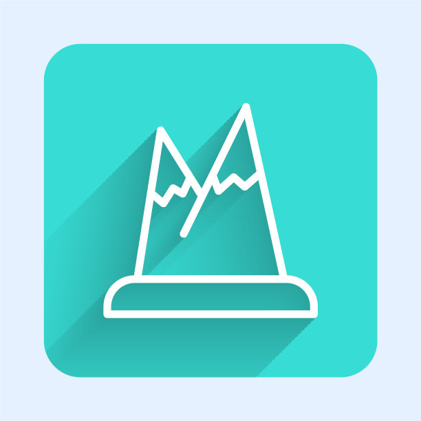 白色线山图标孤立与长图片下载