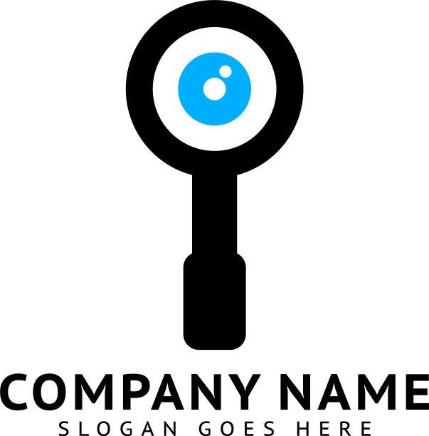 眼睛和放大镜标志设计图片下载