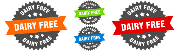 乳品免费标志圆丝带标签设置密封图片下载