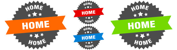 家标志圆丝带标签集印章图片下载