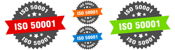 Iso 50001标志圆丝带标签集密封图片下载