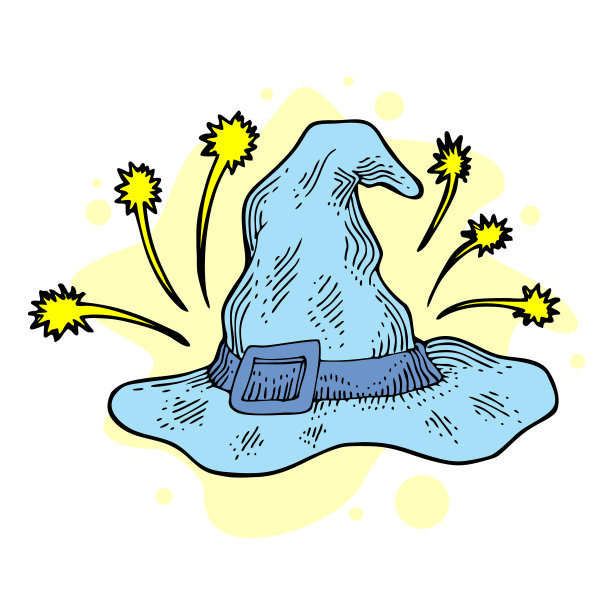 巫师帽素描雕刻t恤图片下载