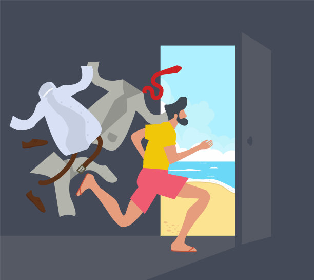 商人奔向海边敞开大门图片下载