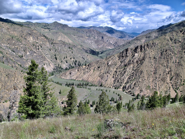 鲑鱼河峡谷的中间叉，卡马斯溪的Vantagepoint图片下载