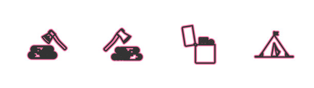 集线木斧、木打火机和游客图片下载