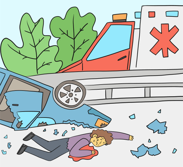 一辆救护车在事故发生后靠近受害者图片下载