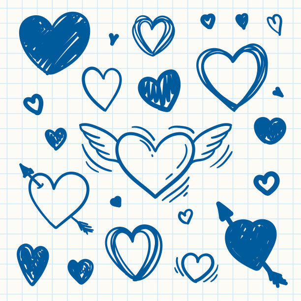 套素描涂鸦笔画符号一颗心图片下载