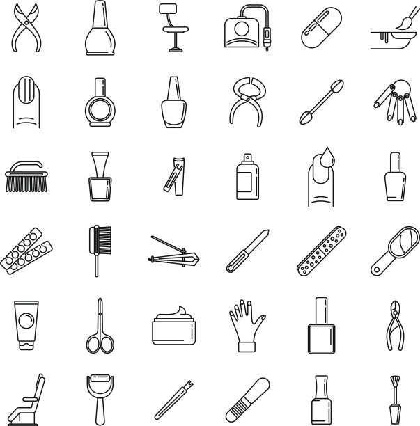 家庭美甲师图标设置轮廓风格图片下载