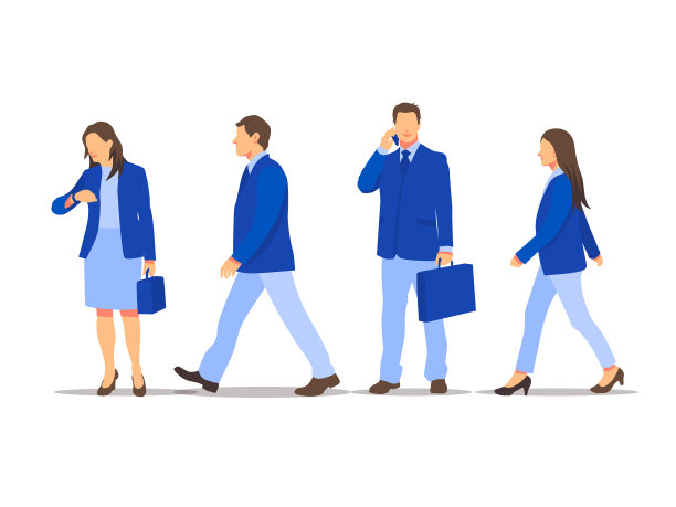 设置行走和站立的商业人物图片下载