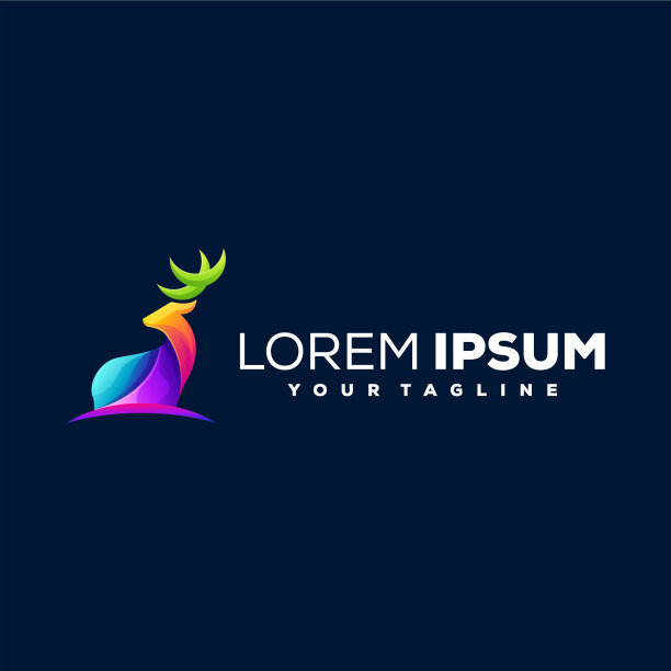 鹿的渐变色标志设计图片下载