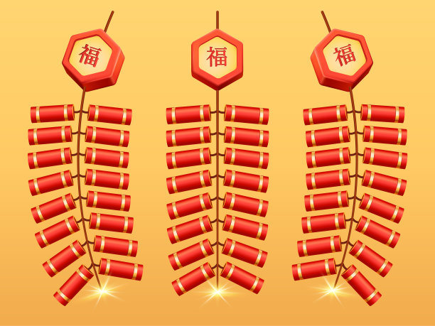 中国烟花爆竹串花环图标图片下载