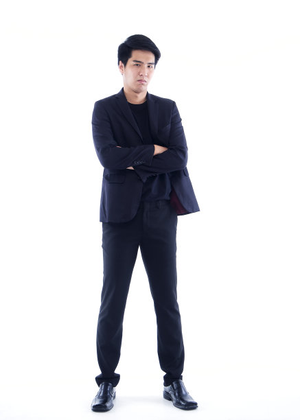 长肖像的英俊男子在白色的背景图片下载