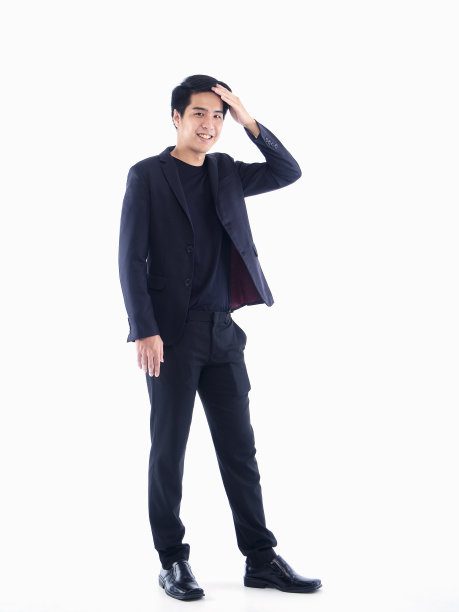 长肖像的英俊男子在白色的背景图片下载