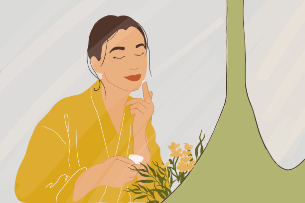 漂亮的女人用脸做日常的美容图片下载