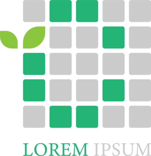 字母c标志图标与叶子上的方块设计图片下载