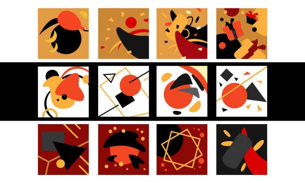 几何的喜好设置在白色孤立的背景图片下载