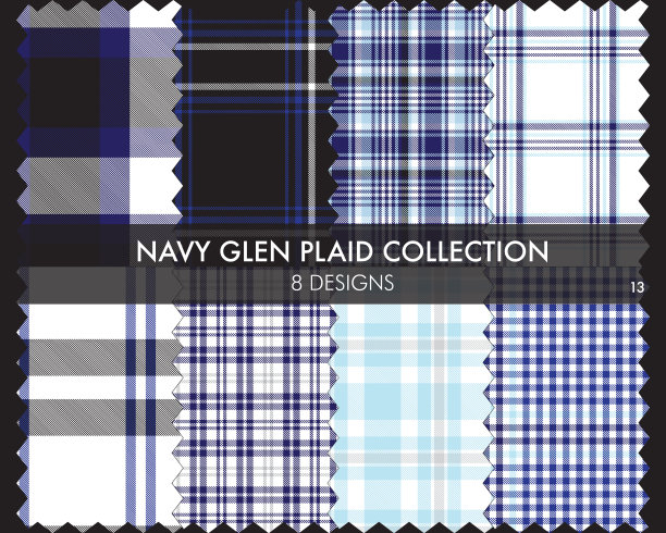 海军格纹格子呢无缝图案系列图片下载