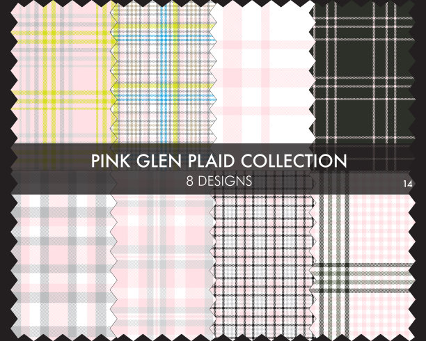 粉红格纹格子无缝图案系列图片下载