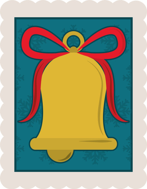 圣诞快乐，用蝴蝶结装饰的金色铃铛图片下载