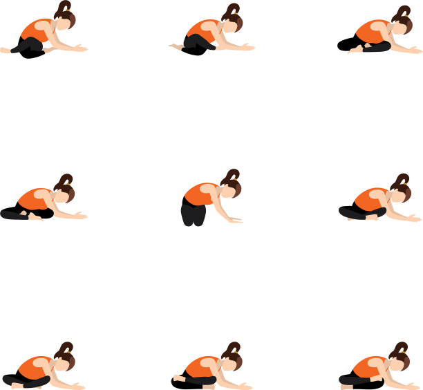 坐姿侧扭转和精益瑜伽体式设置图片下载