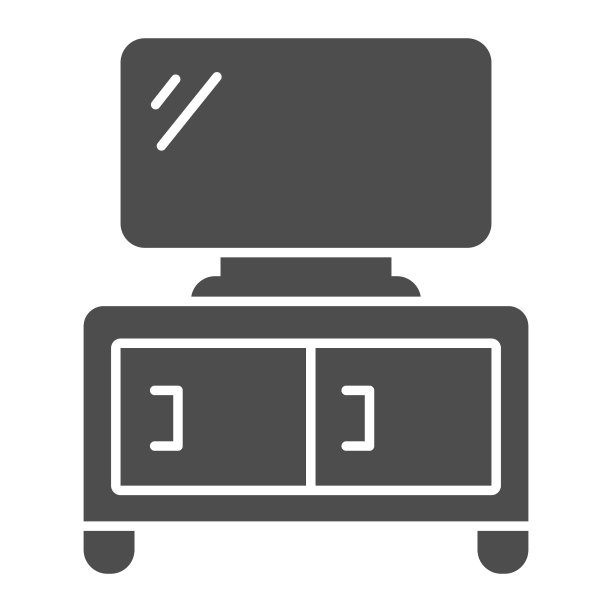 梳妆台与电视固体图标家具概念图片下载