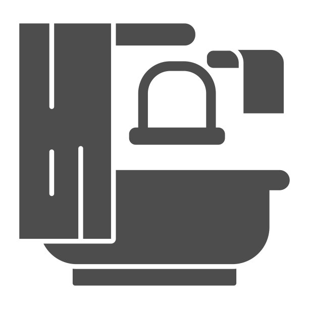 浴室镜子和毛巾固体图标室内设计图片下载