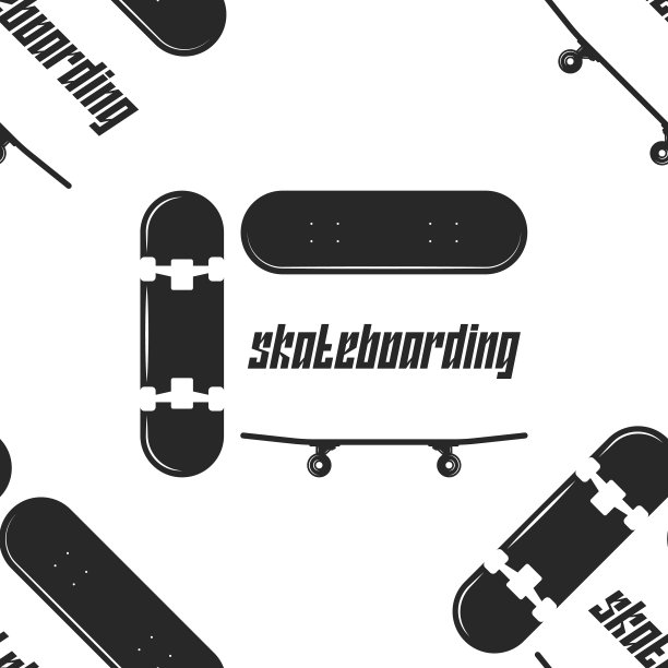 滑板运动无缝黑白图案图片下载