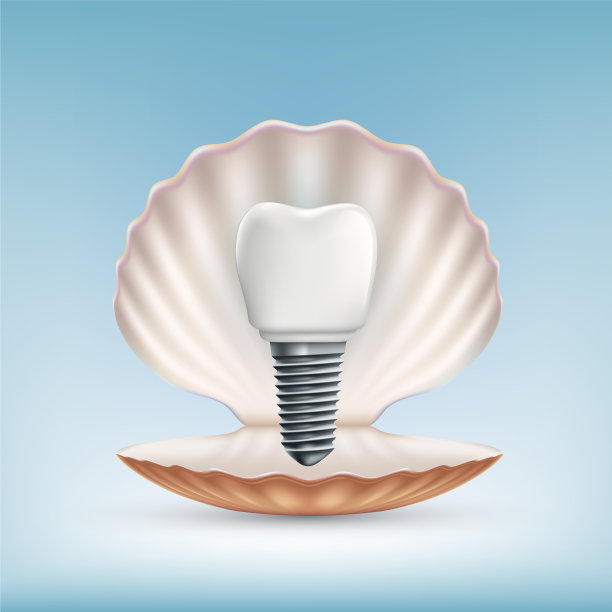 牙科牙齿种植在一个背景贝壳图片下载