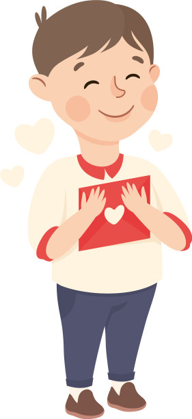 可爱快乐的男孩抱着情书可爱的孩子图片下载