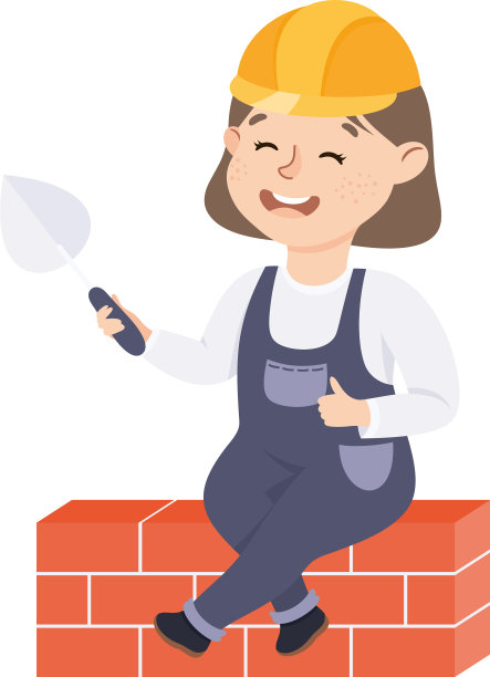 可爱的建设者建小砖墙的房子图片下载