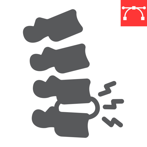 脊柱疼痛字形图标，背痛和腰椎间盘突出矢量图标，矢量图形，可编辑的笔触固体符号，eps 10。图片下载