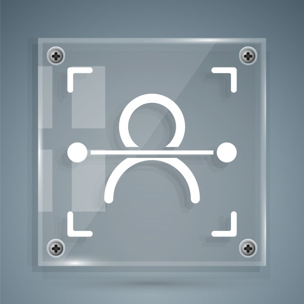 白色人脸识别图标孤立在灰色图片下载